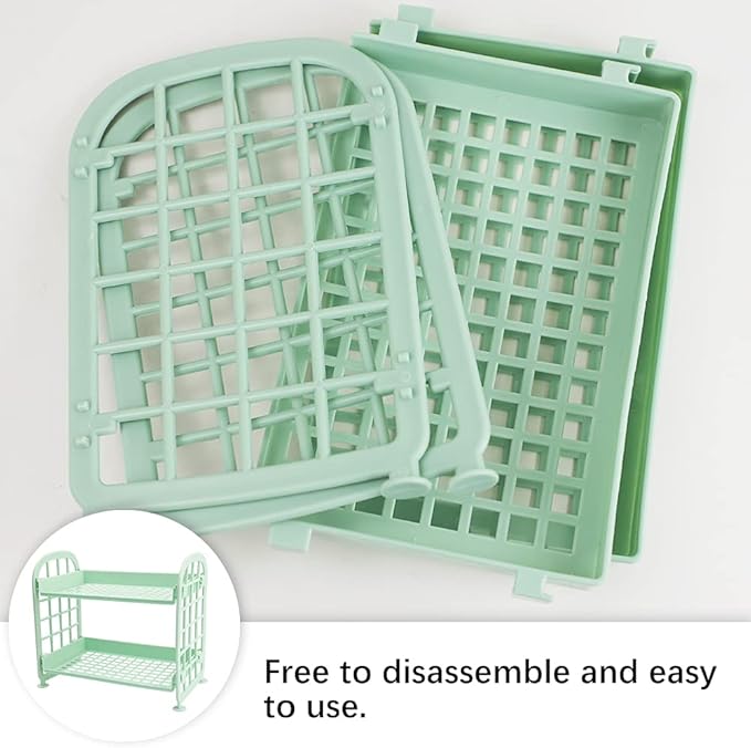Desktop Rack Cosmetic Stationery Storage Holder, 2-Tier Multifunctional Plastic Shelf Makeup Organizer for Skincare Office Kitchen Bedroom Bathroom Home (Pink)