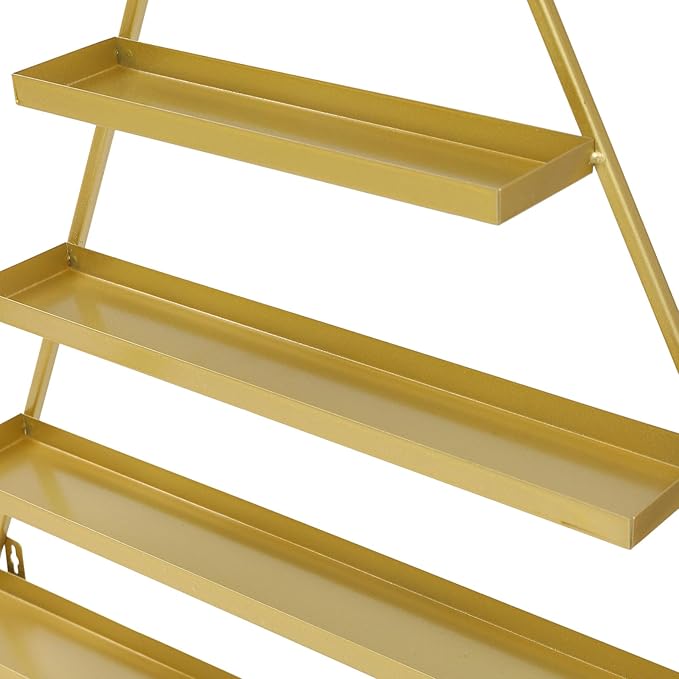 Metal Nail Polish Rack Wall Mount, 6PCS Nail Polish Shelves, Essential Oil Bottles Shelf Organizer for Spa Nail Salon Shop Home (Gold)