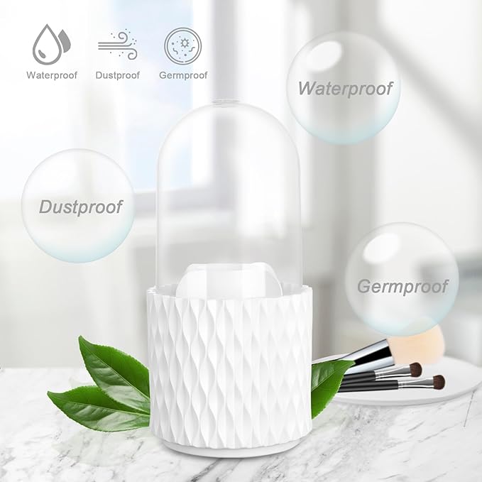Ochine Acrylic Makeup Brush Organizer with Dustproof Lid, Travel Cosmetic Brush Storage Box - Clear Eyebrow Pencil Holder for Vanity