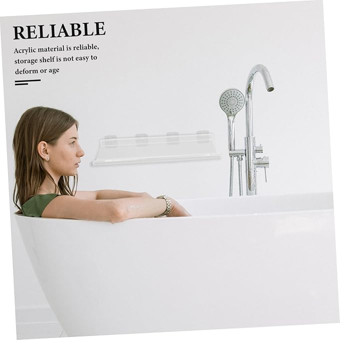 Wall Mounted Storage Shelf Acrylic Floating Bathroom Shelf for Convenient Organization Space-Saving Design for Kitchen and Bathroom Use