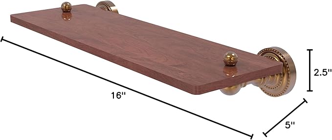Allied Brass DT-1-16-IRW Dottingham Collection 16 Inch Solid IPE Ironwood Wood Shelf, Brushed Bronze