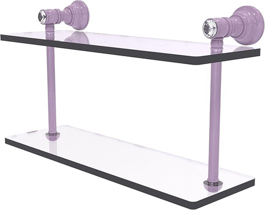 Allied Brass CC-2-16-LVN Carolina Crystal Collection 16 Inch Two Tiered Glass Shelf, Lavender