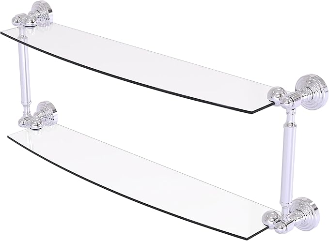 Allied Brass WP-34/24-PC Waverly Place Collection 24 Inch Two Tiered Glass Shelf, Polished Chrome
