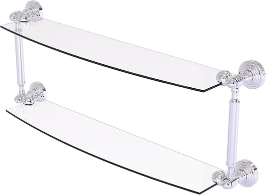 Allied Brass WP-34/24-PC Waverly Place Collection 24 Inch Two Tiered Glass Shelf, Polished Chrome