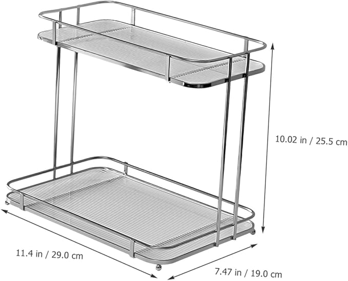 Garneck Acrylic Iron Corner Storage Shelf for Bathroom Countertop Organizer Toiletry Rack with Strong Load Capacity Transparent Striped Design for Cosmetics and Sundries Storage