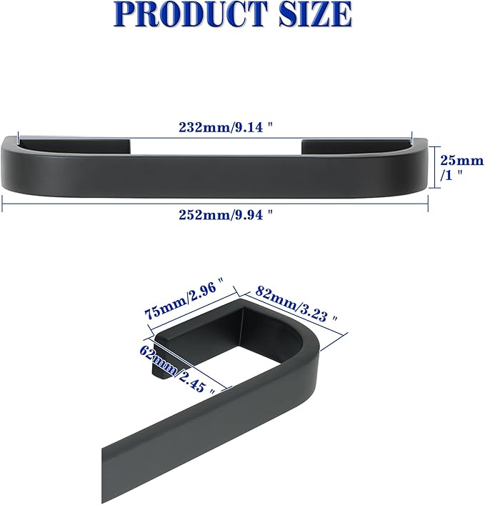 Alise 10'' Towel Bar for Bathroom,Black Towel Holder Towel Racks for Bathroom Wall Mount,SUS304 Stainless Steel Towel Rail Towel Hanger for Walls