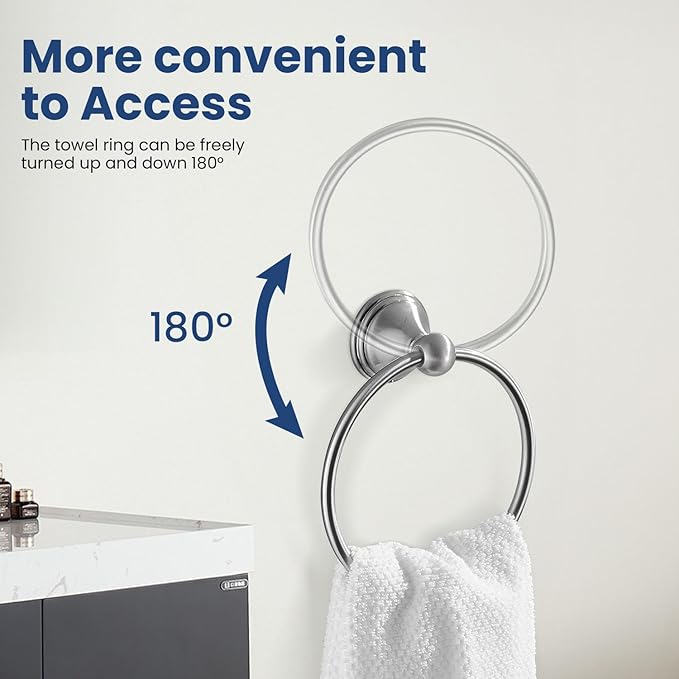 sagetta Bathroom Hand Towel Holder Towel Ring 5.55-Inch Bath Towel Ring Diameter Wall Mount Brushed Nickel