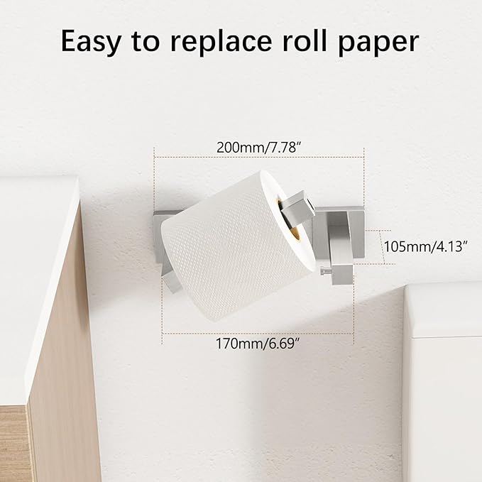 FEILERN Toilet Paper Holder Wall Mounted Post Pivoting Square Tissue Holders Roll Holder Hangers for Bathroom Commercial Toilet Paper Dispenser, Brushed Nickel
