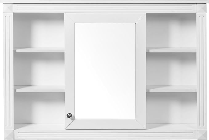 Merax Bathroom Medicine Cabinet with Mirror Door & Adjustable Shelf, 42" x 28" Wall Mounted Bathroom Storage Cabinet with Mirror, Over The Toilet