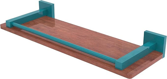 Allied Brass MT-1-16-GAL-IRW-GLT Montero Collection 16 Inch Solid IPE Ironwood Shelf with Gallery Rail, Glokzin Teal