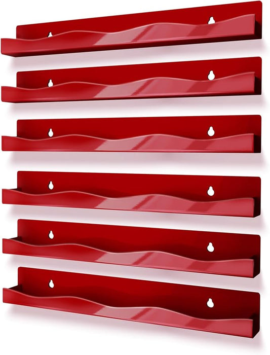 6 Pack Nail Polish Organizer,15 Inch Nail Polish rack for 66-90 Bottles, Dark Red