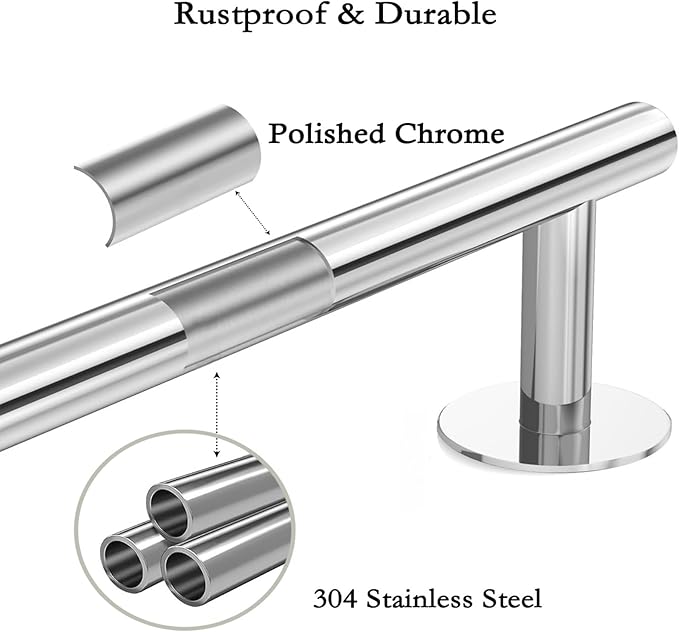 Polished Chrome Towel Bars, AcGlbauric 23.6-Inch Towel Racks for Bathroom or Kitchen Wall-Mounted, SUS304 Stainless Steel Towel Rod,Easy Install No Drill Bathroom Furniture