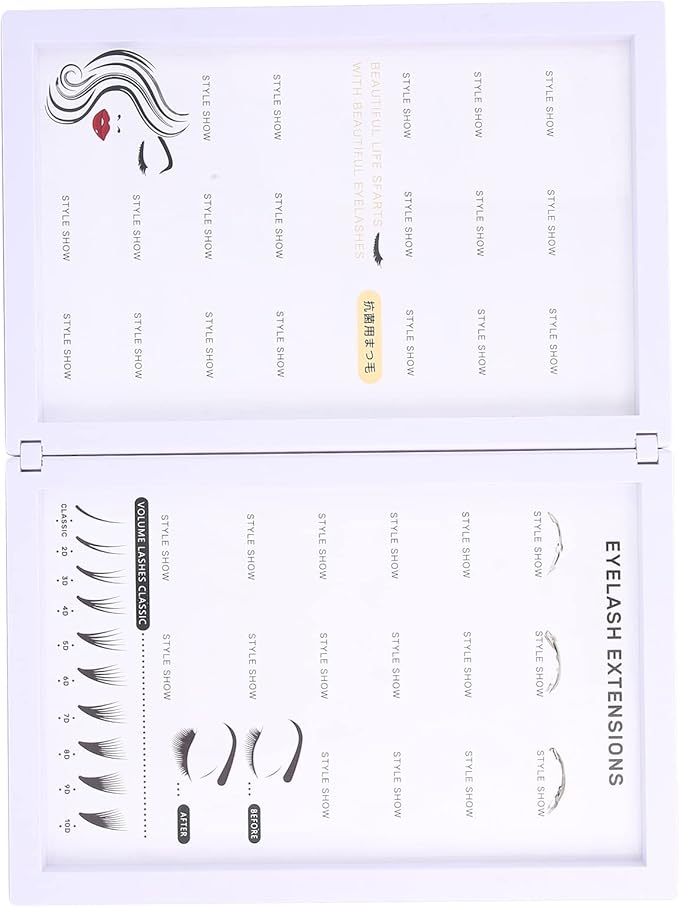 Yinhing Empty Eyelash Display Box,Lash Sample Display Box, Professional False Eyelashes Display Book Organizer Water Proof Makeup Eyelash Display Board