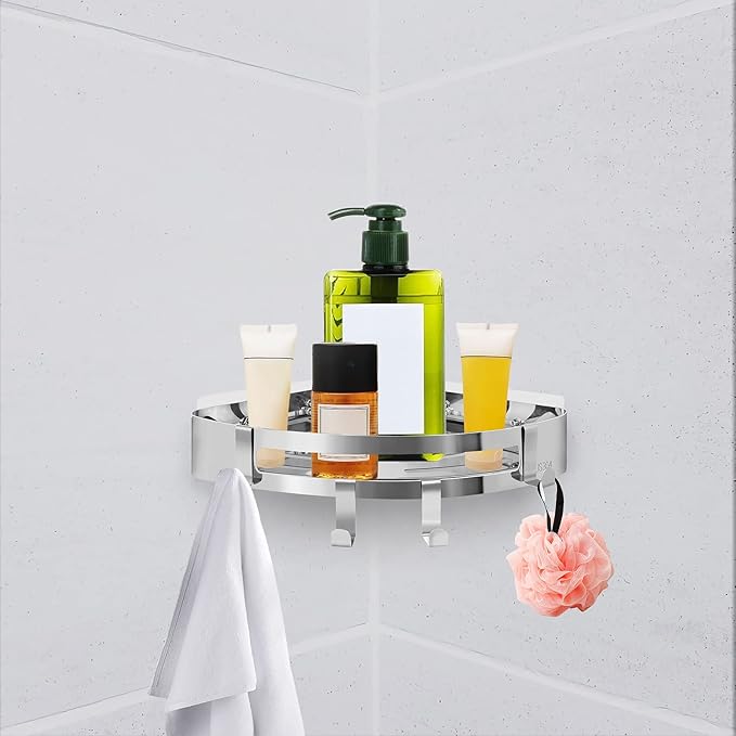 Shower Caddy Sticker Replacement 2Pcs, Strong Adhesive Stickers Hooks with Screw for Shower Organizer