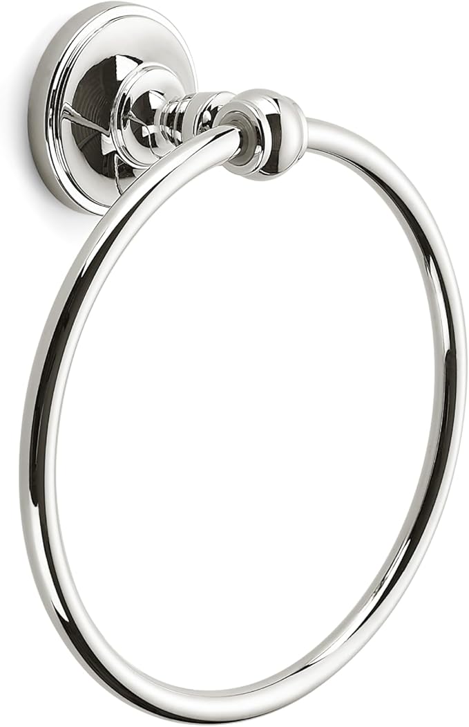 khtumeware 1 Pack Vibrant Polished Nickel Bath Towel Ring, Bathroom Hardware Accessories Heavy-Duty Hand Towel Holder for Bathroom, Modern Round Towel Hanger Wall Mounted