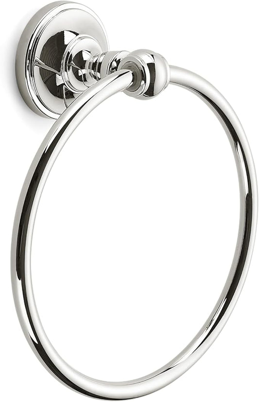khtumeware 1 Pack Vibrant Polished Nickel Bath Towel Ring, Bathroom Hardware Accessories Heavy-Duty Hand Towel Holder for Bathroom, Modern Round Towel Hanger Wall Mounted