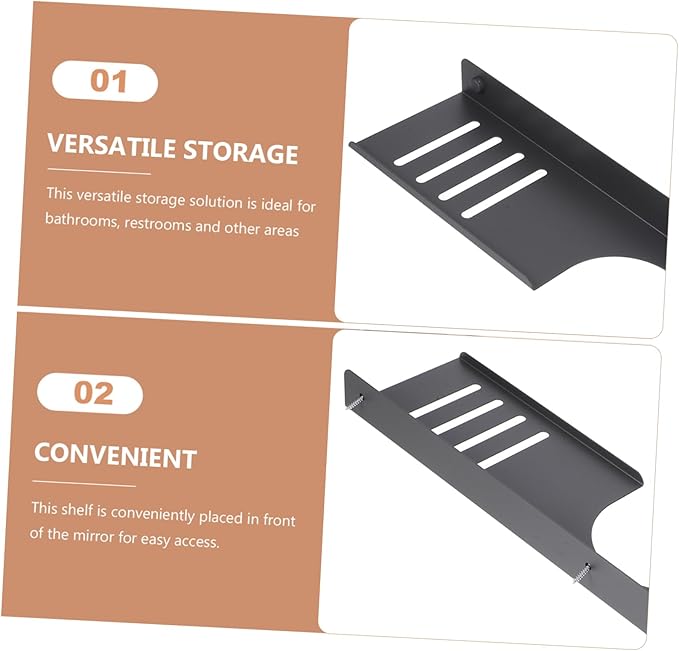 SHOWERORO Bathroom Sink Top Organizer Wall-Mounted Shelf for Bathroom Kitchen No Drill Installation Ample Storage Space for Toiletries and Grooming Products Shaped Design