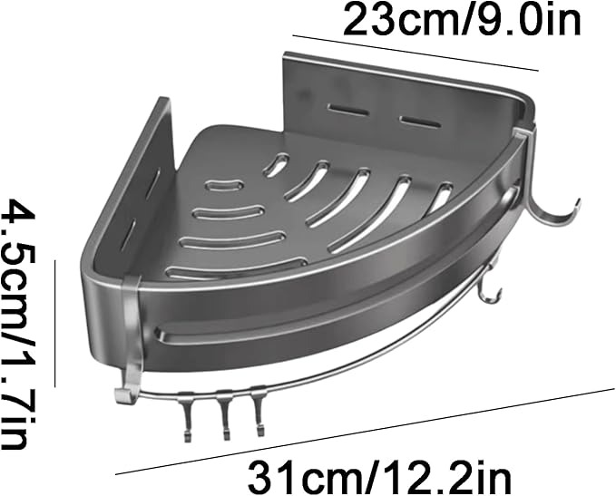 Removable Wall Mounted Bathroom Rack Triangle Bathroom Shelves Gray Bathroom Rack Detachable Bathroom Rack Aluminum Shelves Large Capacity