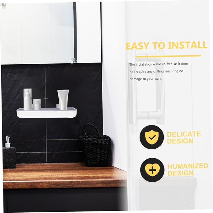 ULTECHNOVO Bathroom Storage Shelf Wall Mounted Over Toilet Shelf for Easy Organization Multi Use Bathroom Rack No Trace Adhesive