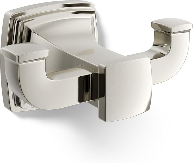 Kohler 27411-SN Riff® Double Robe Hook, Vibrant Polished Nickel