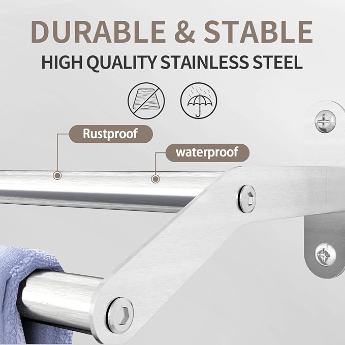 Double Towel Bar for Bathroom Wall 30 Inch, Double Towel Racks for Bathroom Wall Mounted, Stainless Steel Bathroom Towel Holder Towel Hanger (Double Bar-Brushed Nickel, 30 in)