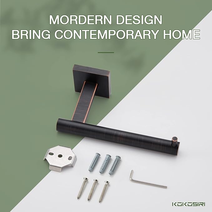 KOKOSIRI 12-Inch Bathroom Shelves Glass Floating Shelf Toilet Roll Holder Toilet Paper Holder Stainless Steel Oil Rubbed Bronze B1105ORB-L12+B2005ORB