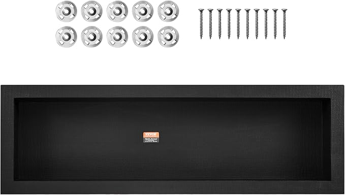 VEVOR Shower Niche Ready for Tile 16" x 50", Single Shelf Organizer, Square Corners Wall-inserted Niche Recessed, Sealed Protection Modern Soap Storage Niche for Shower Bathroom, Black