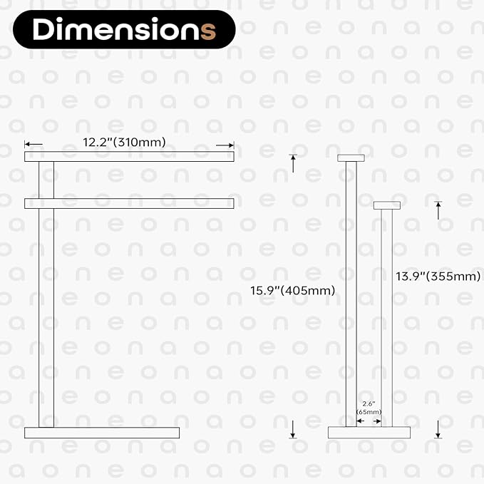 Hand Towel Holder Chrome for Bathrooms Vanity Countertop 2-Tier Towel Rack Free Standing with Thicken Marble Base, Polished Stainless Steel AN7003CH