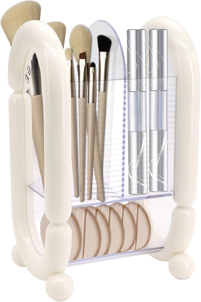 Makeup Brush Holder, Multi-Purpose Makeup Holder, Cosmetic Tool Storage Makeup Brush Organizer, for Brushes Eyebrow Pencil Eyeliner Mascara, for Vanity, Dresser, Desk