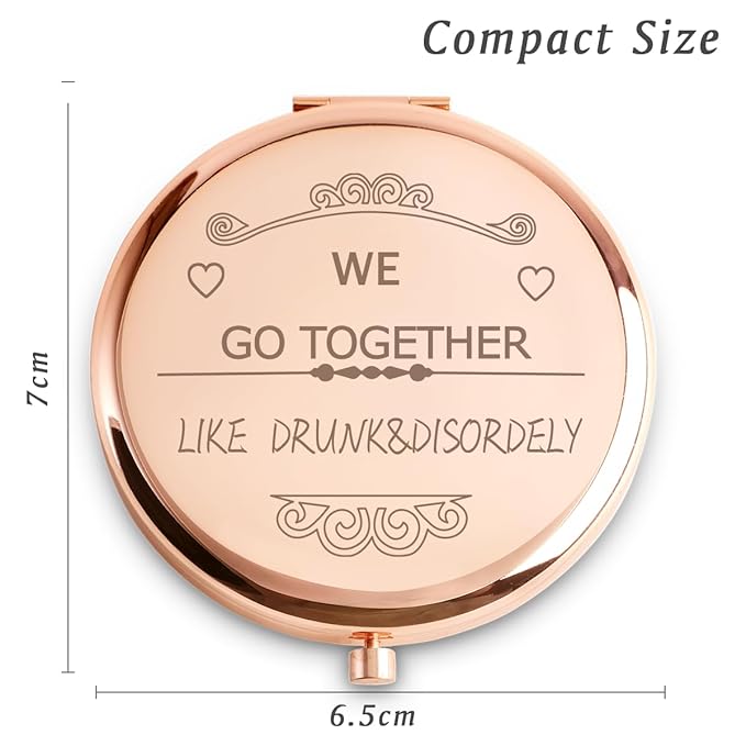 Friendship Gifts for Women Girls, Personalized Gifts for Friends BBF Bestie, Custom Compact Mirror for Birthday, Mothers Day, Graduation, Basket Stuffers