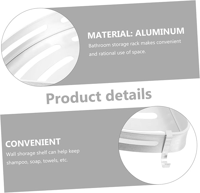 Wall-Mounted Storage Rack Aluminum Triangle Shelf Bathroom Kitchen Organizer Space-Saving Silver Holder for Shampoo Soap Towels