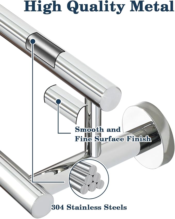 Alise Double Towel Bar Polished Chrome,24" Towel Rack for Bathroom Wall Mounted,Bathroom Towel Rack SUS304 Stainless Steel Bathroom Towel Holder Quick Drying Hand Towel Holder Towel Bar for Walls