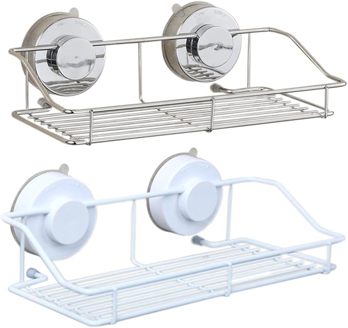 Wall Mounted Bathroom Shelf Cups Space-Saving Kitchen Storage Organizer White Wire Rack for Items Bathroom and Kitchen