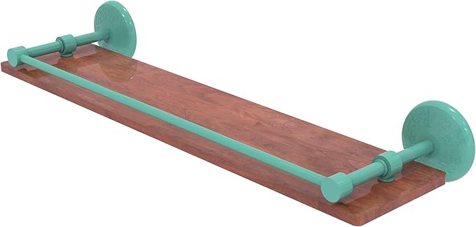 Allied Brass MC-1-22-GAL-IRW-SFG Monte Carlo Collection 22 Inch Solid IPE Ironwood Shelf with Gallery Rail, Sea Foam Green