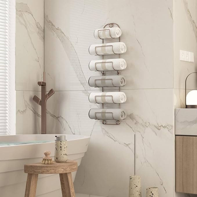 Towel Racks for Bathroom Wall Mounted Metal Wine Rack Towel Shelf Towel Holder for Bath Antique Bronze