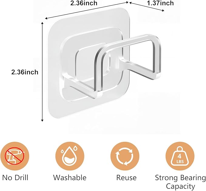 4PCS Adhesive Powder Puff Holder, Wall Mounted Sponge Caddy, Invisible Makeup Sponge Holder for Bathroom - Fits Various Powder Puffs & Saves Space (4.5 * 3.5 * 4.3cm)(Clear)