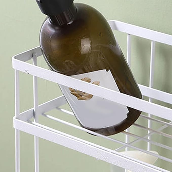 Pongnas Large Capacity Iron Toilet Shelf for Bathroom with Nail Installation, Practical Design (Single Layer White)