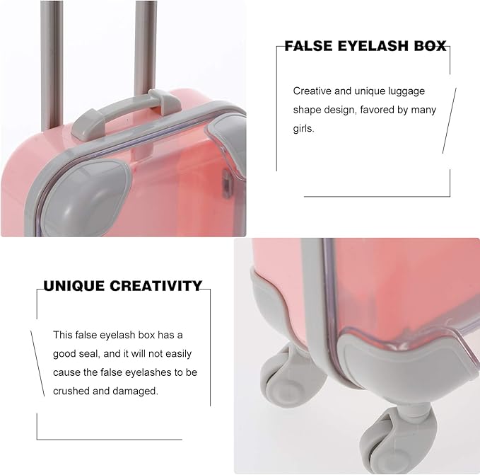 Lurrose 1pc False Eyelash Suitcase False Eyelash Case Organizer Plastic Lash Fake Lash Holder Empty Organizer