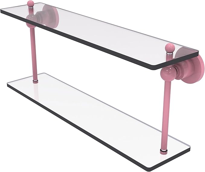 Allied Brass AP-2/22-PNK Astor Place Collection 22 Inch Two Tiered Glass Shelf, Pink