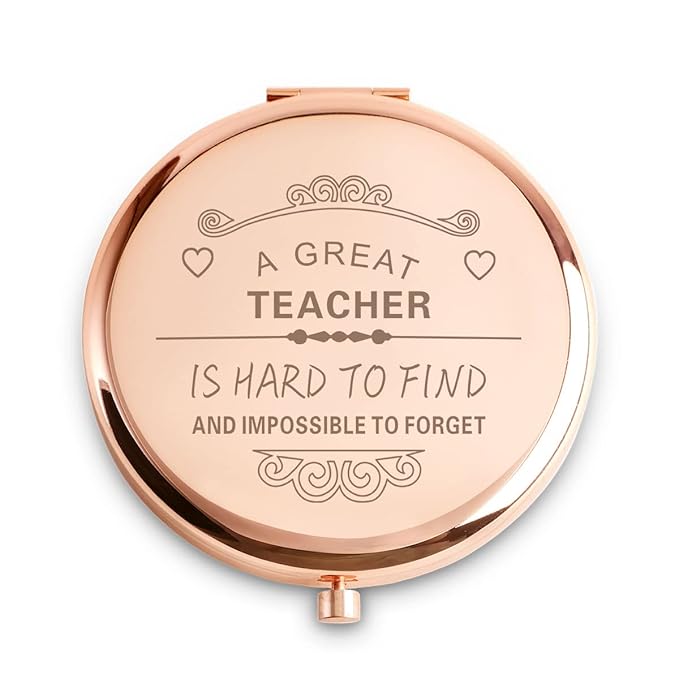 Teacher Appreciation Gifts for Women, Thank You Gifts for Teacher, Personalized Compact Mirror, End of Year Graduation Basket Stuffers