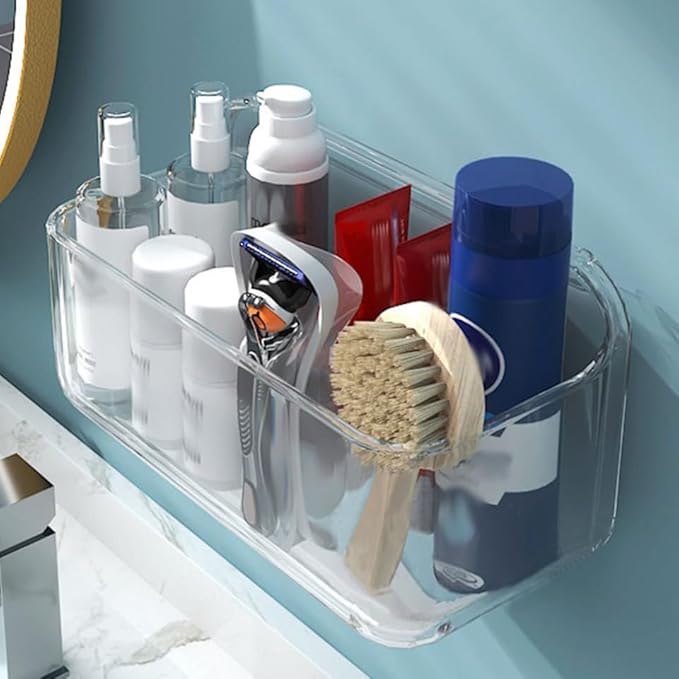 VILLCASE Wall-Mounted Storage Rack Punch-Free Bathroom Shelf Organizer for Kitchen and Toilet Design Space-Saving Easy to Install