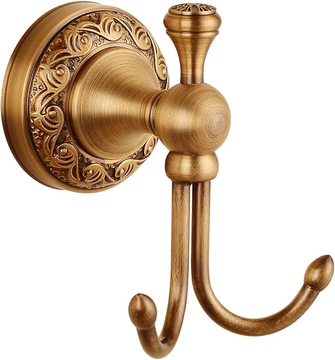 MOGFCT Wall Mounted Bathroom Robe Hook, Towel Hanger Antique Brass Pattern Carving,Brushed Bronze