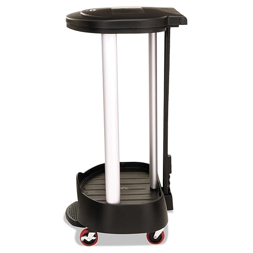 Rubbermaid Commercial Executive Series Step-On Linen Hamper/Laundry Basket with Front Locking Casters, 30 Gallon, Black, Hands Free Lid, for Hospitals/Medical Labs/Commercial Facilities