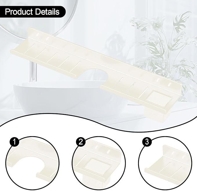 Over Sink Shelf Bathroom Rack Shampoo Holder Wall Mounted Sturdy Wall Organizer Bathroom Shelf for Hotel Farmhouse Washroom, Creamy White