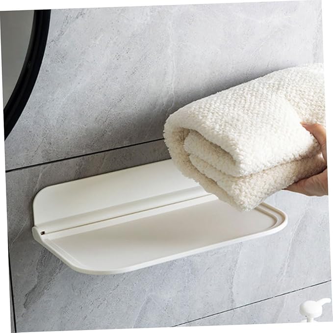 Zerodeko 2Pcs Foldable Wall Mounted Storage Shelves for Bathroom Compact Adhesive Rack for Soap Towels and Toiletries Space Saving Floating Shelves for Neat Organization