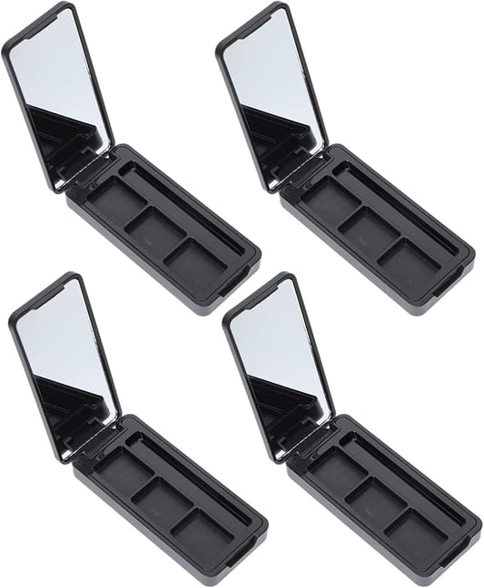 Beaupretty 4Pcs Empty Eyeshadow Palette Boxes 3-Grid Compact Cosmetic Storage Tray for Travel Lipstick Eye Shadow Organizer