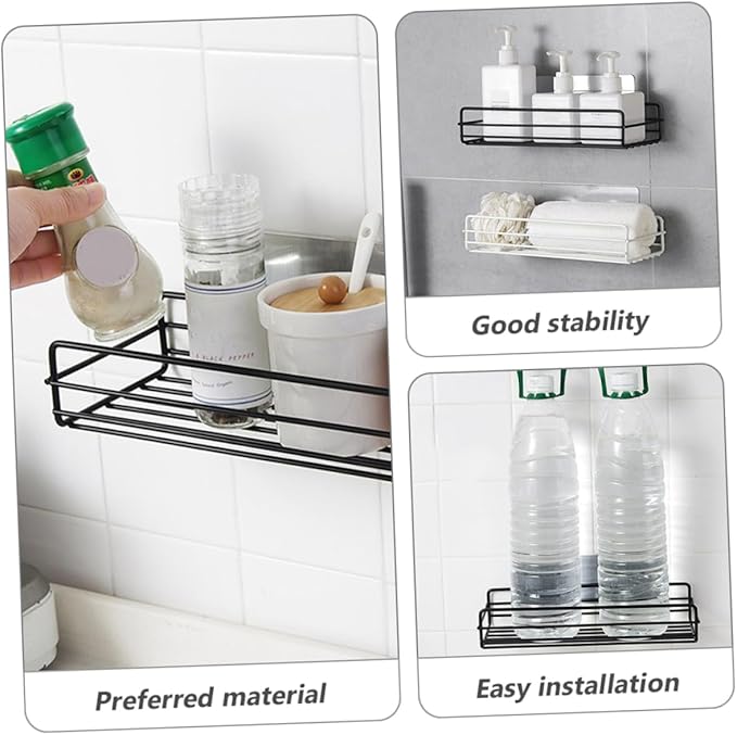 PRETYZOOM 2pcs Bathroom Shelf Organizer Wall-Mounted Storage Racks Iron Display Racks for Bathroom Kitchen
