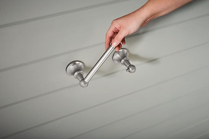 Moen Vale Brushed Nickel Double Post Pivoting Toilet Paper Holder, Wall Mounted Lavatory Tissue Storage for Bathroom, RV, DN4408BN