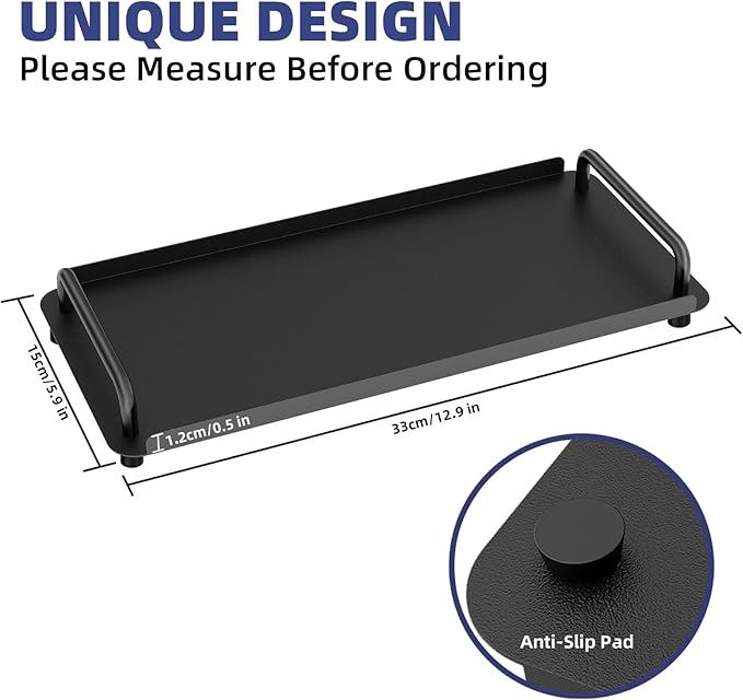 Gypie 2 Pack Toilet Paper Storage, Toilet Tank Tray with Handle, Toilet Paper Basket for Bathroom, Toilet Tank, Kitchen (Black)