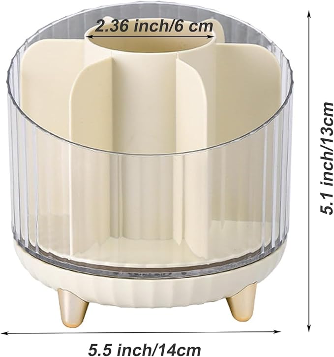 Multifunction Cosmetic Organizer, Rotating Makeup Brush Holder with Multi-Compartment Design, Countertop Organizer for Vanity, Bathroom Counter, Pantry, Cabinet (Transparent pink)